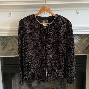 VINTAGE R&K Velvet GOLD CORD Multicolor Metallic GLITTER Evening PARTY Jacket M